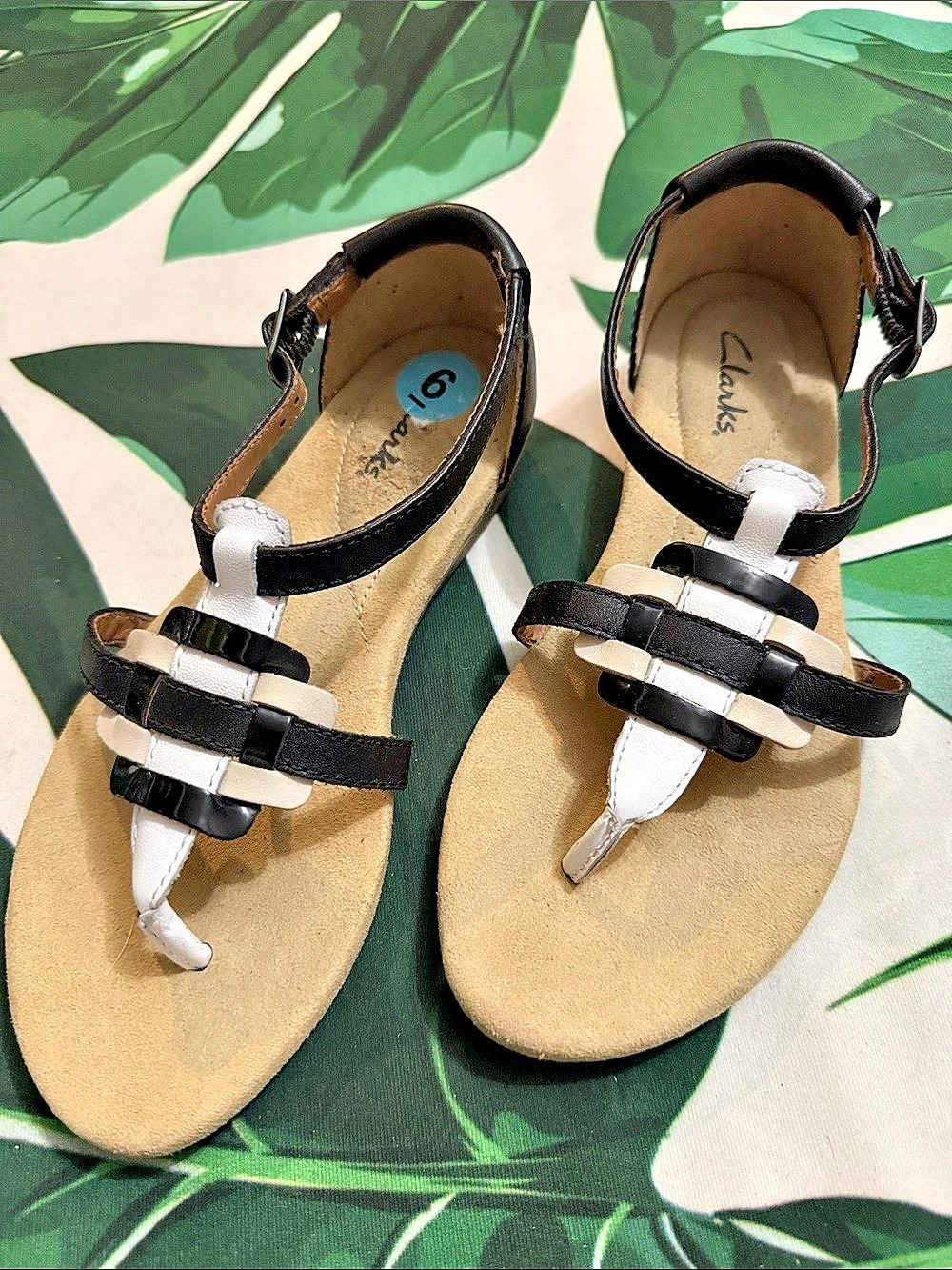 Clarks Color Block Sandals Black & White US 6